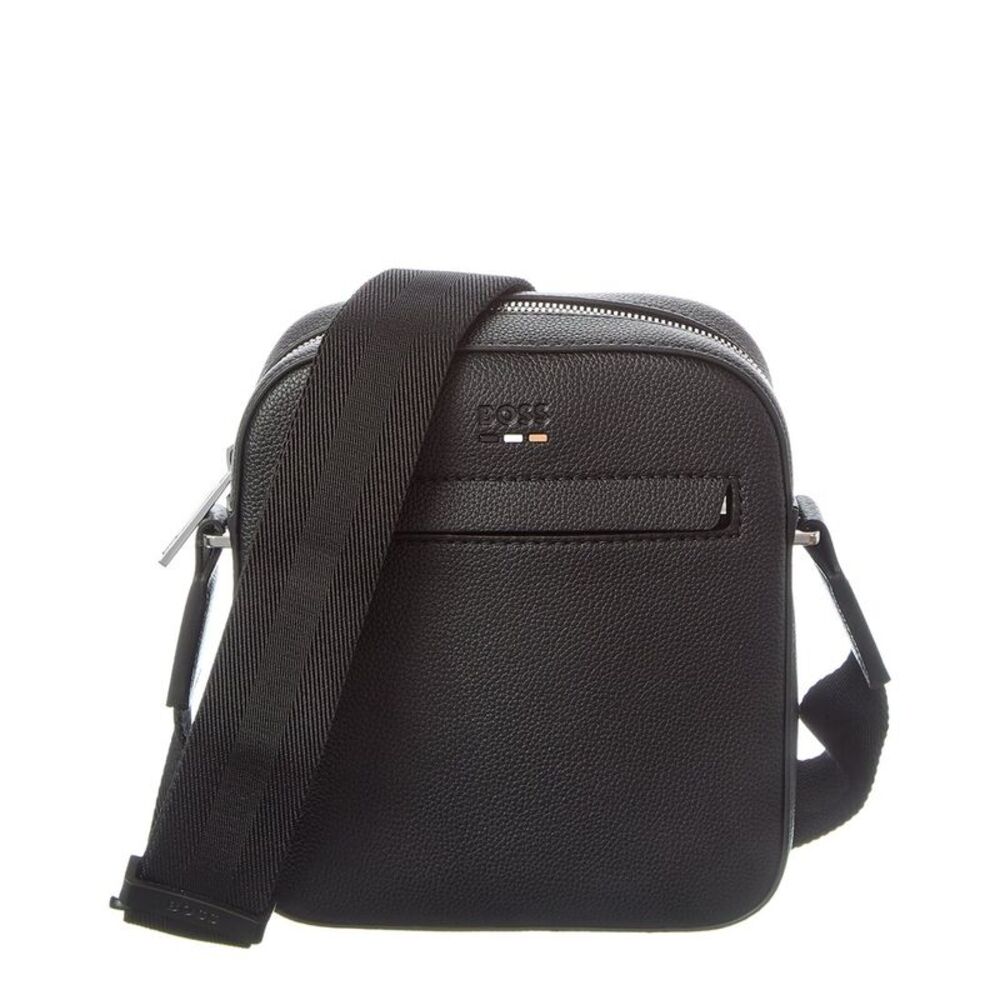 Hugo Boss Ray Ns Zip Leather Bag, Black